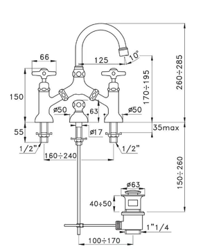 ITALICA 3215/351 - 2 hole bridge mixer by RUBINETTERIE STELLA - view 3